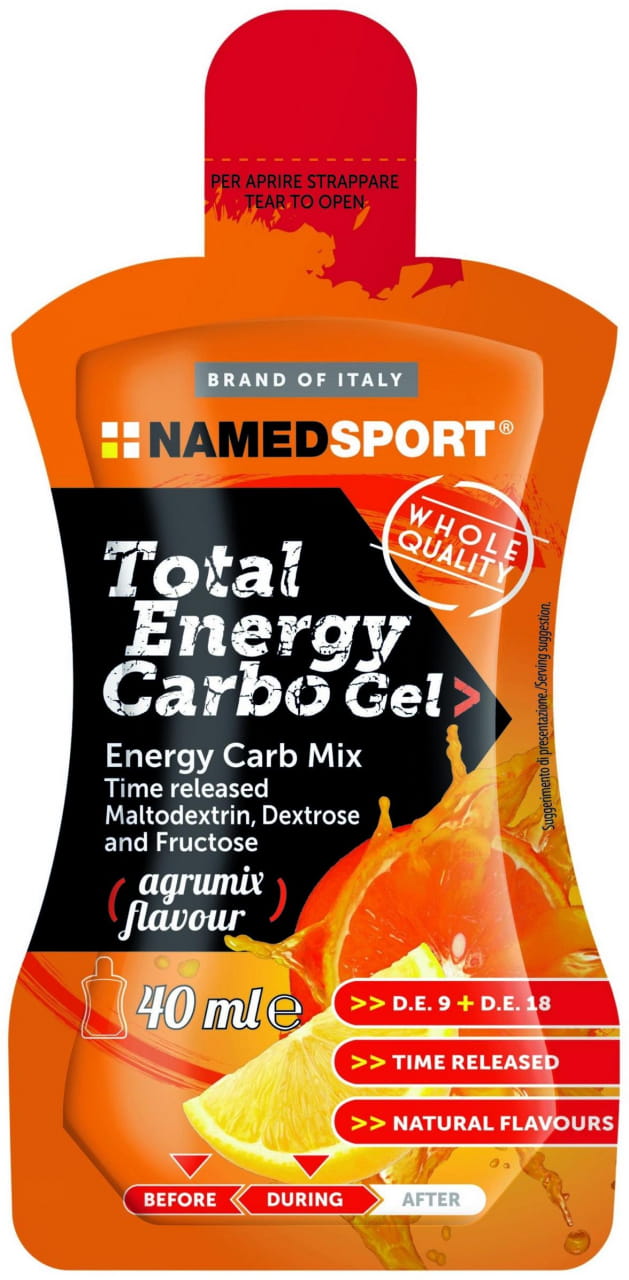 Energetický gel NAMEDSPORT Total Energy Carbo Gel 40 ml, energetický gel obsahující maltodextrin, dextrózu a fruktózu